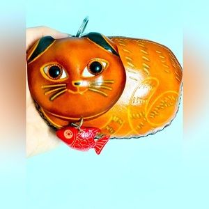 Handmade Brown Leather Scottish Fold Coin Wallet